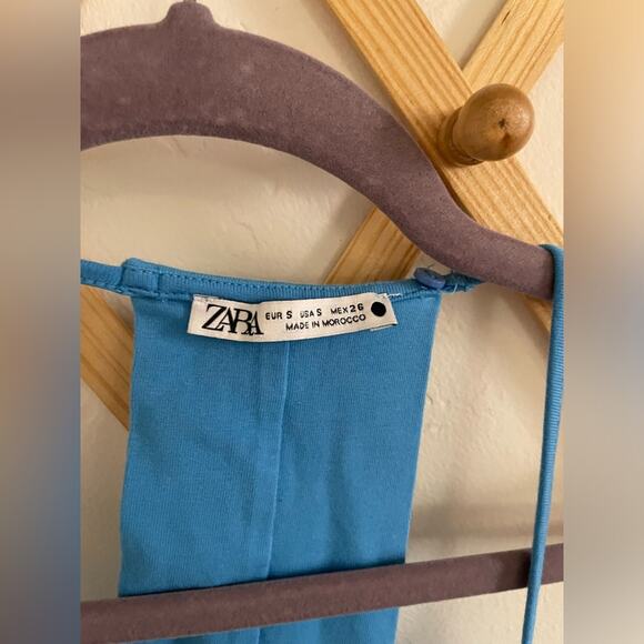 Zara Romper Women's Small Blue Bodysuit Spaghetti Strap Racerback - Picture 3 of 6